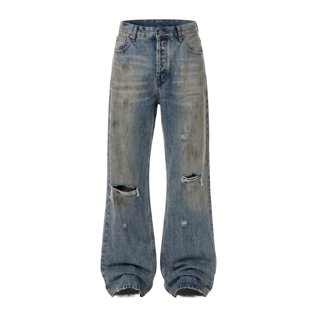 Baggy Jeans in Dust, getragene Silhouette von vorn