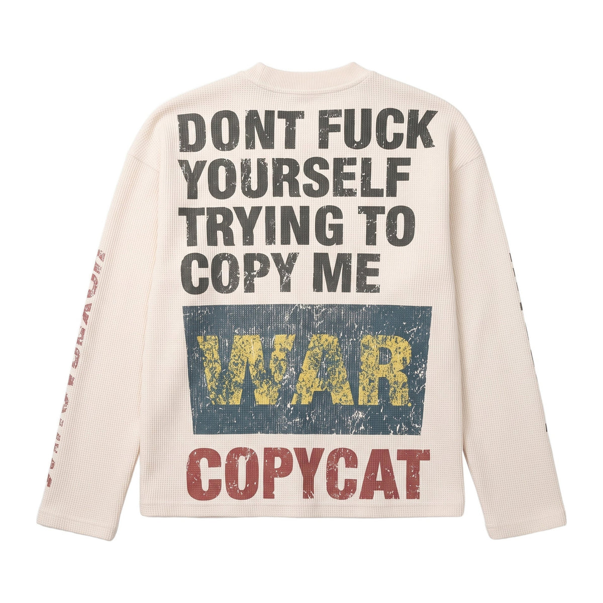 Copycat Sweatshirt in Bone, Rückenprint flach gelegt