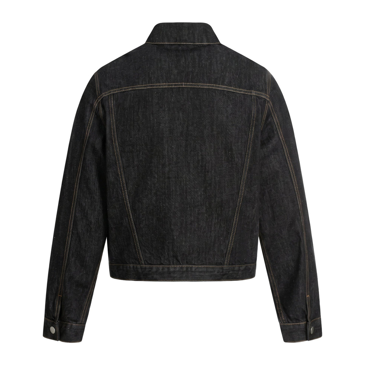 Crop Denim Jacket in Obsidian, Rückansicht flach liegend