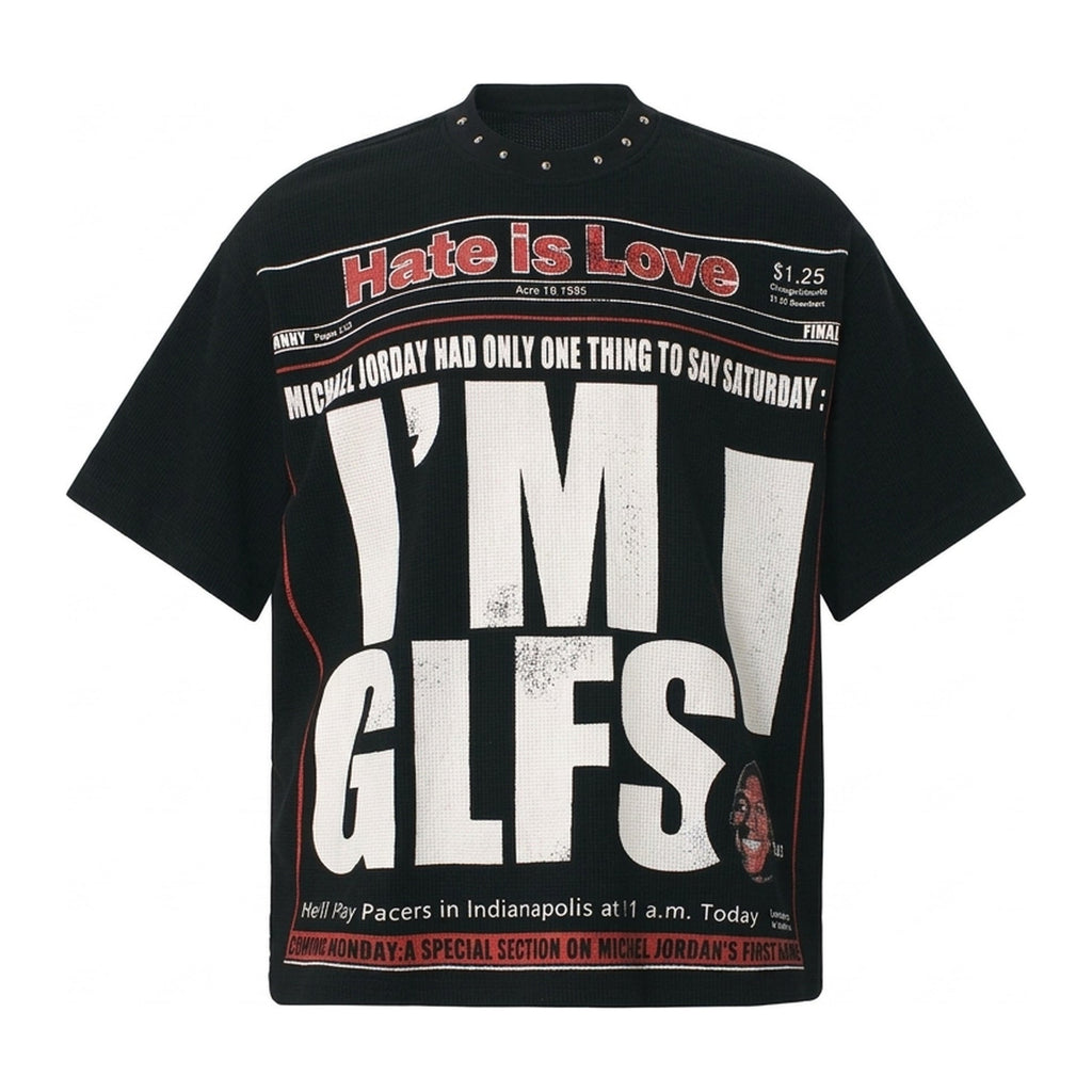 Press Tee in Obsidian, Vorderansicht flach gelegt