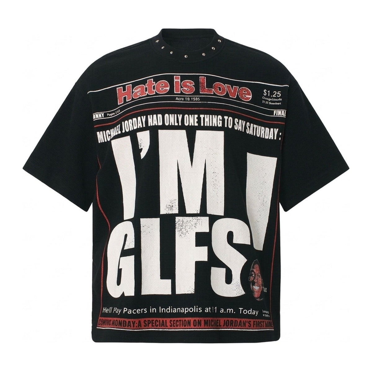 Press Tee in Obsidian, Vorderansicht flach gelegt