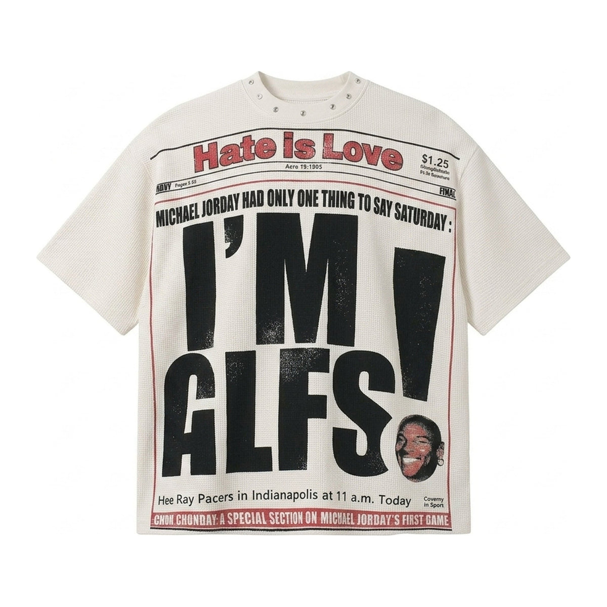 Press Tee in Bone, Vorderansicht flach gelegt