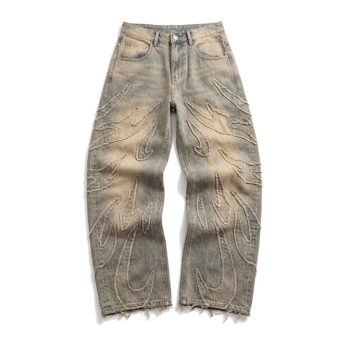 Stack Jeans in Sand, flach gelegt