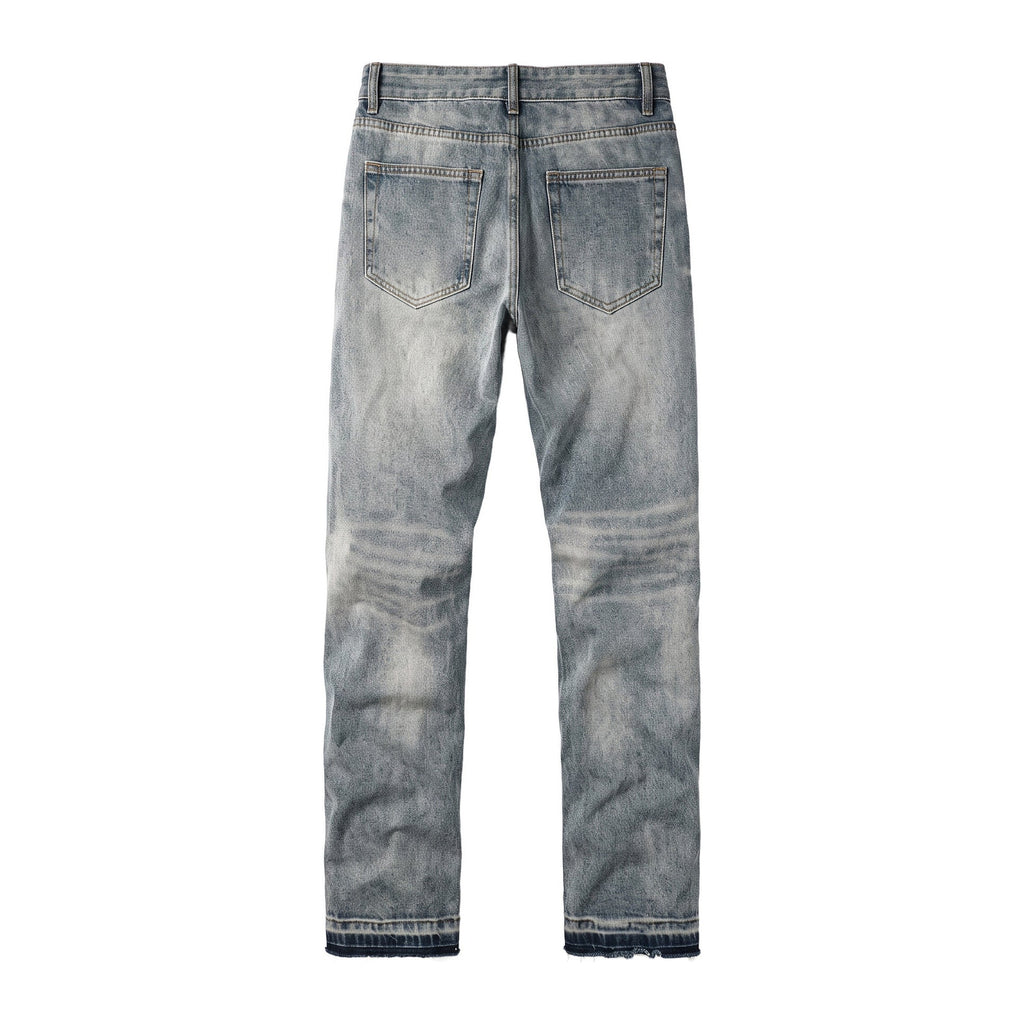 Straight Jeans in Stone, Rückansicht flach gelegt