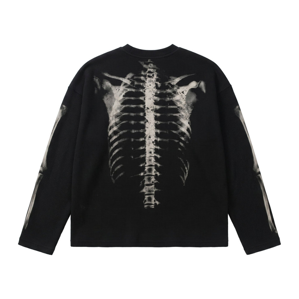 X-Ray Sweatshirt in Obsidian, Rückenansicht mit Wirbelsäulen-Print
