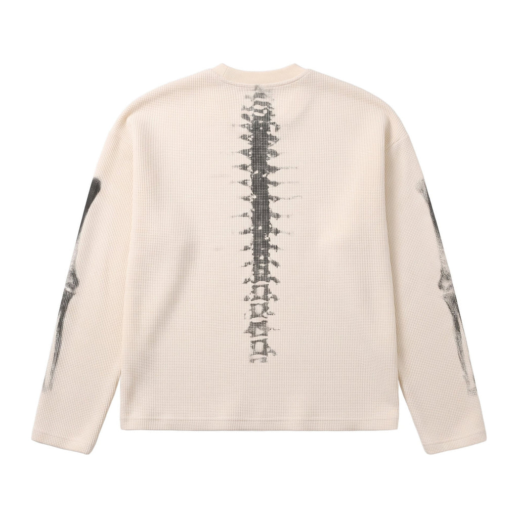 X-Ray Sweatshirt in Bone, Rückenansicht mit Wirbelsäulen-Print